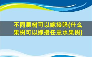 不同果树可以嫁接吗(什么果树可以嫁接任意水果树)