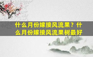 什么月份嫁接风流果？什么月份嫁接风流果树最好