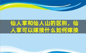 仙人掌和仙人山的区别，仙人掌可以嫁接什么如何嫁接