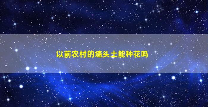 以前农村的墙头土能种花吗