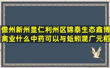 儋州新州显仁利州区锦泰生态鑫博禽业什么中药可以与蚯蚓混广元稻渔综合巢湖市华盛种养协会