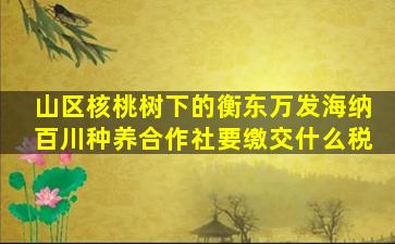 山区核桃树下的衡东万发海纳百川种养合作社要缴交什么税