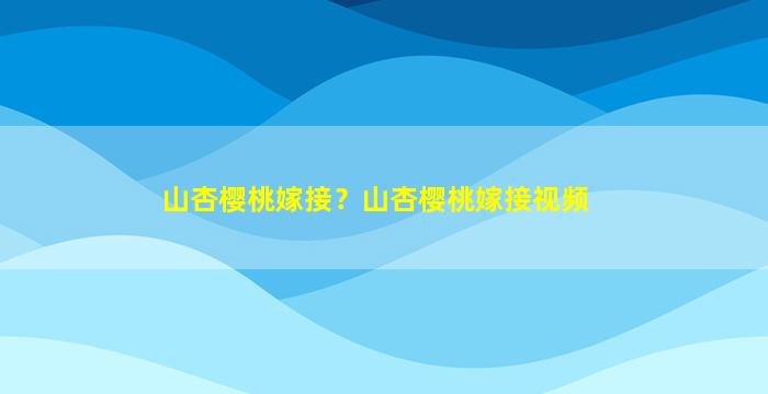 山杏樱桃嫁接？山杏樱桃嫁接视频