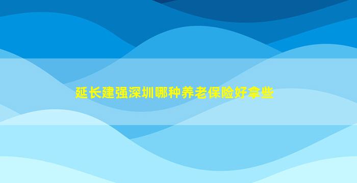 延长建强深圳哪种养老保险好拿些