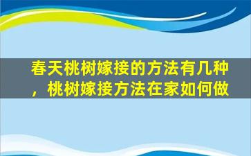 春天桃树嫁接的方法有几种，桃树嫁接方法在家如何做