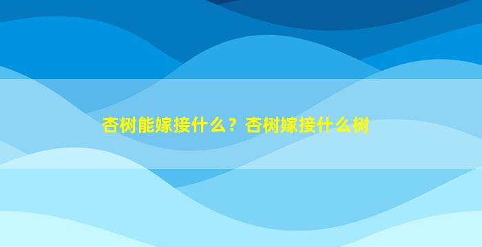 杏树能嫁接什么？杏树嫁接什么树