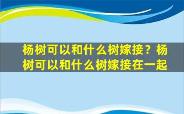 杨树可以和什么树嫁接？杨树可以和什么树嫁接在一起