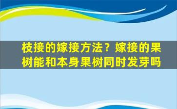 枝接的嫁接方法？嫁接的果树能和本身果树同时发芽吗