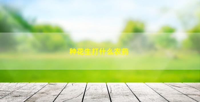 种花生打什么农药